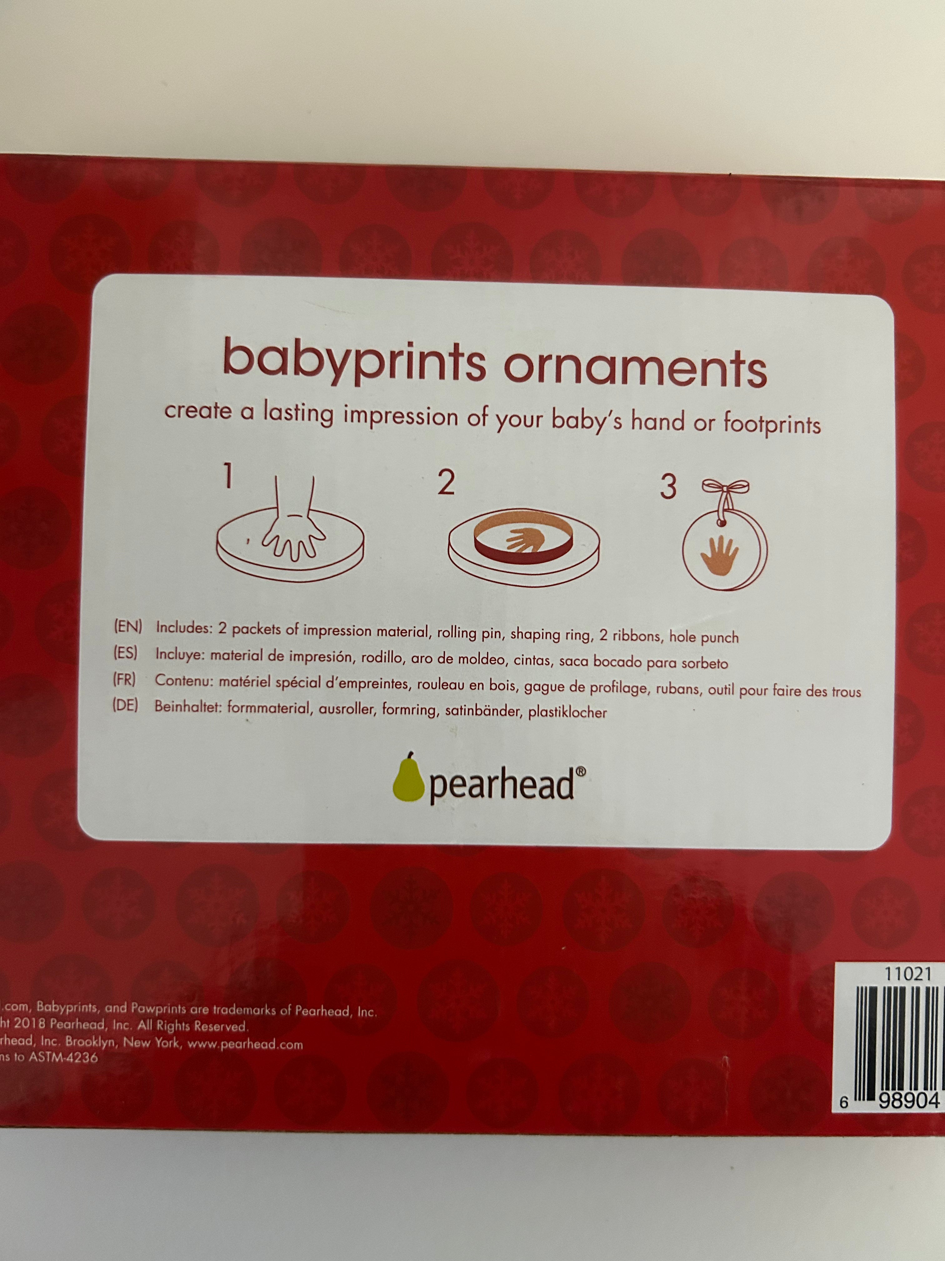 Pearhead- Babyprints Ornaments 2 pack