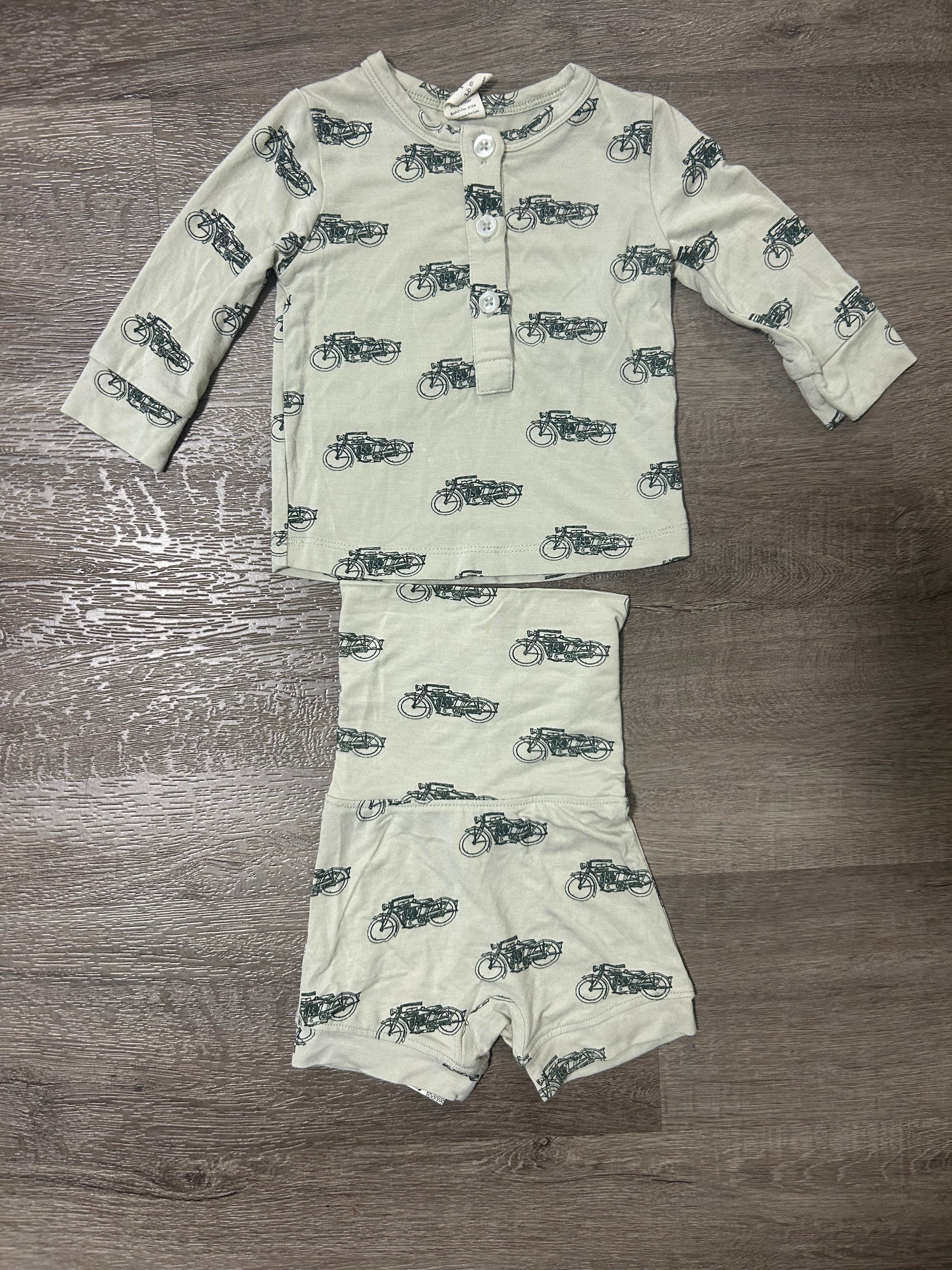 Kate Quinn- 2 piece bicycle print Shirt + Shorts- Size 3-6 Months