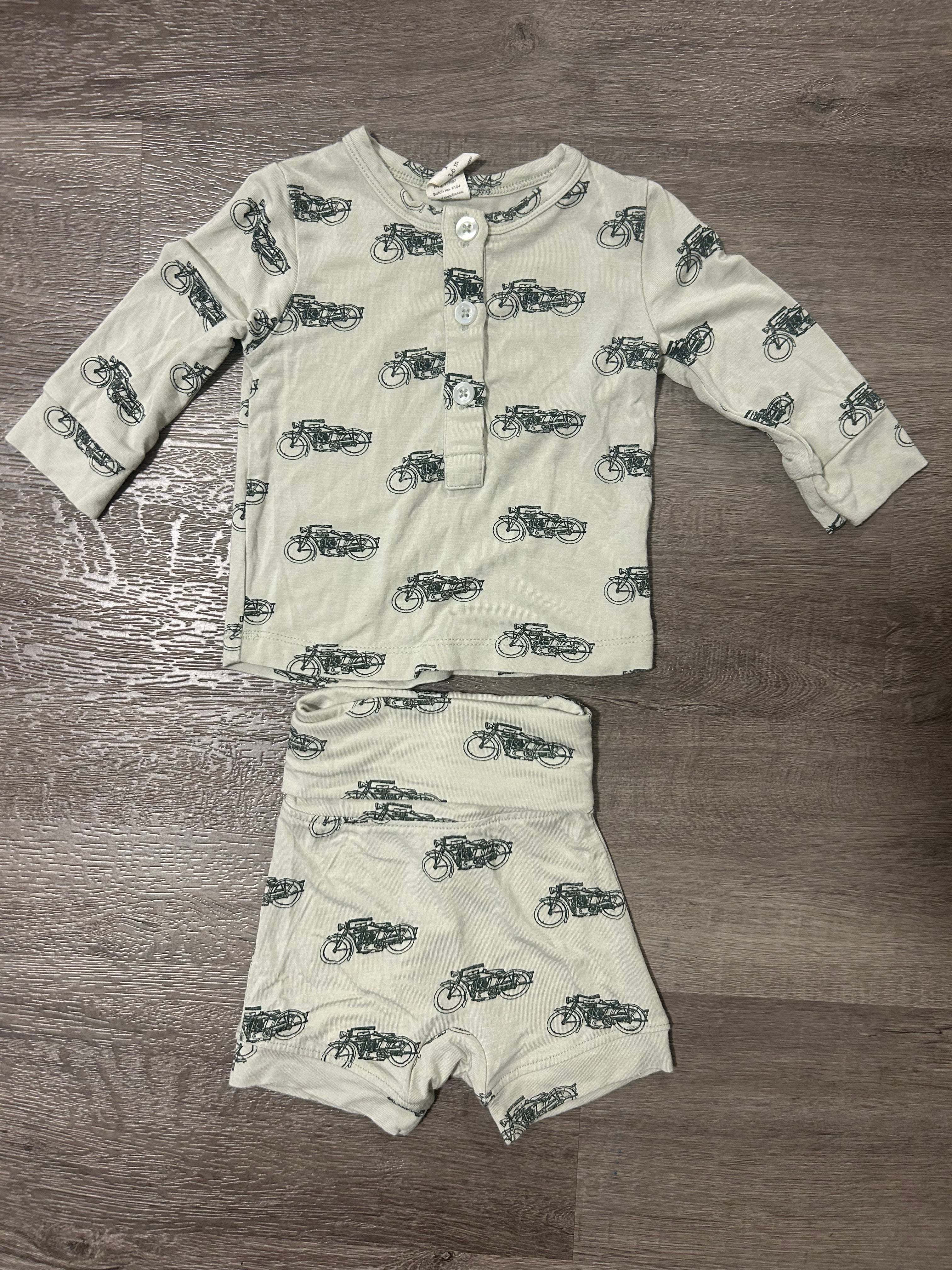 Kate Quinn- 2 piece bicycle print Shirt + Shorts- Size 3-6 Months