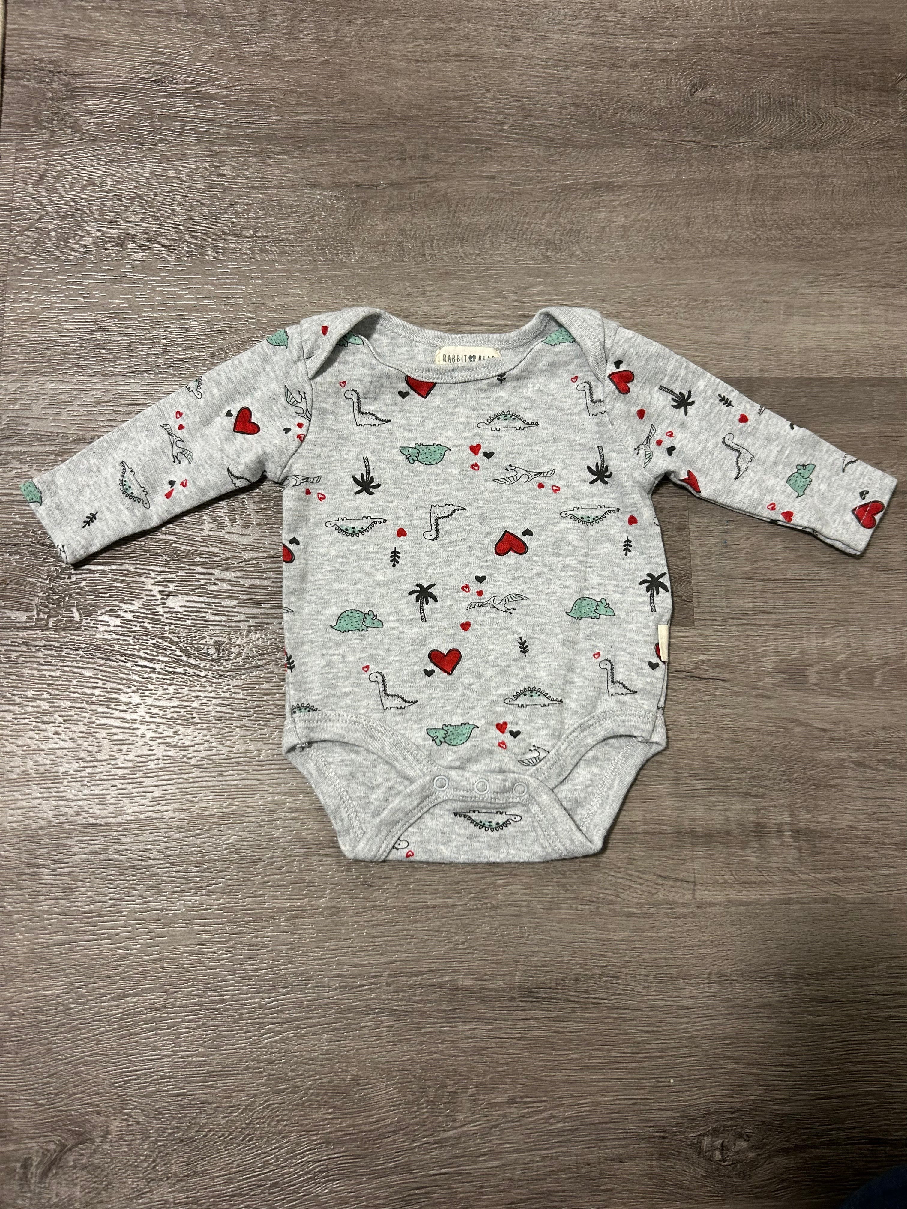 Rabbit + Bear Long Sleeve Bodysuit- Size 3-6 Months