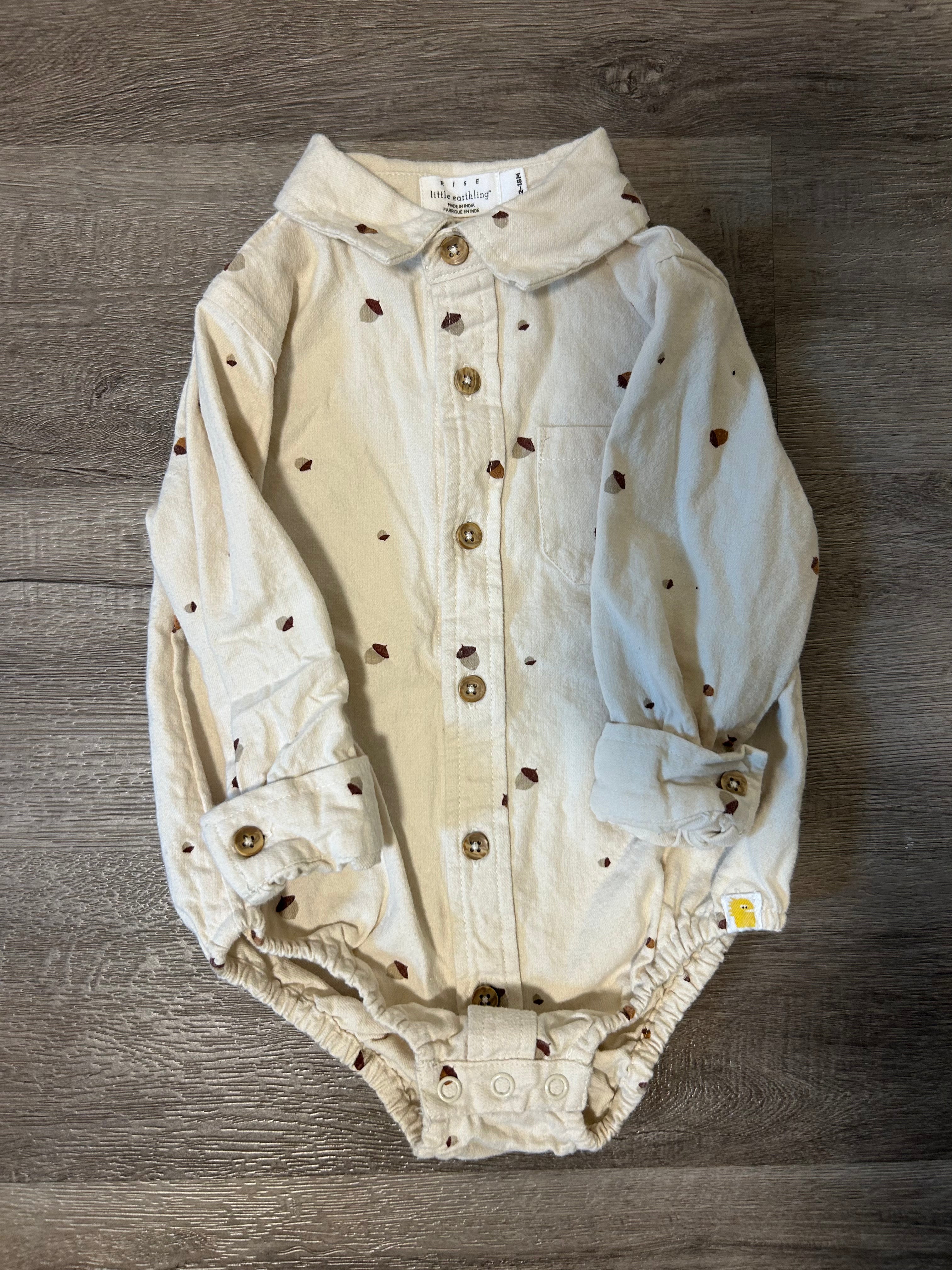 Rise Little Earthling Long Sleeve Button Up- Size 12-18 Months