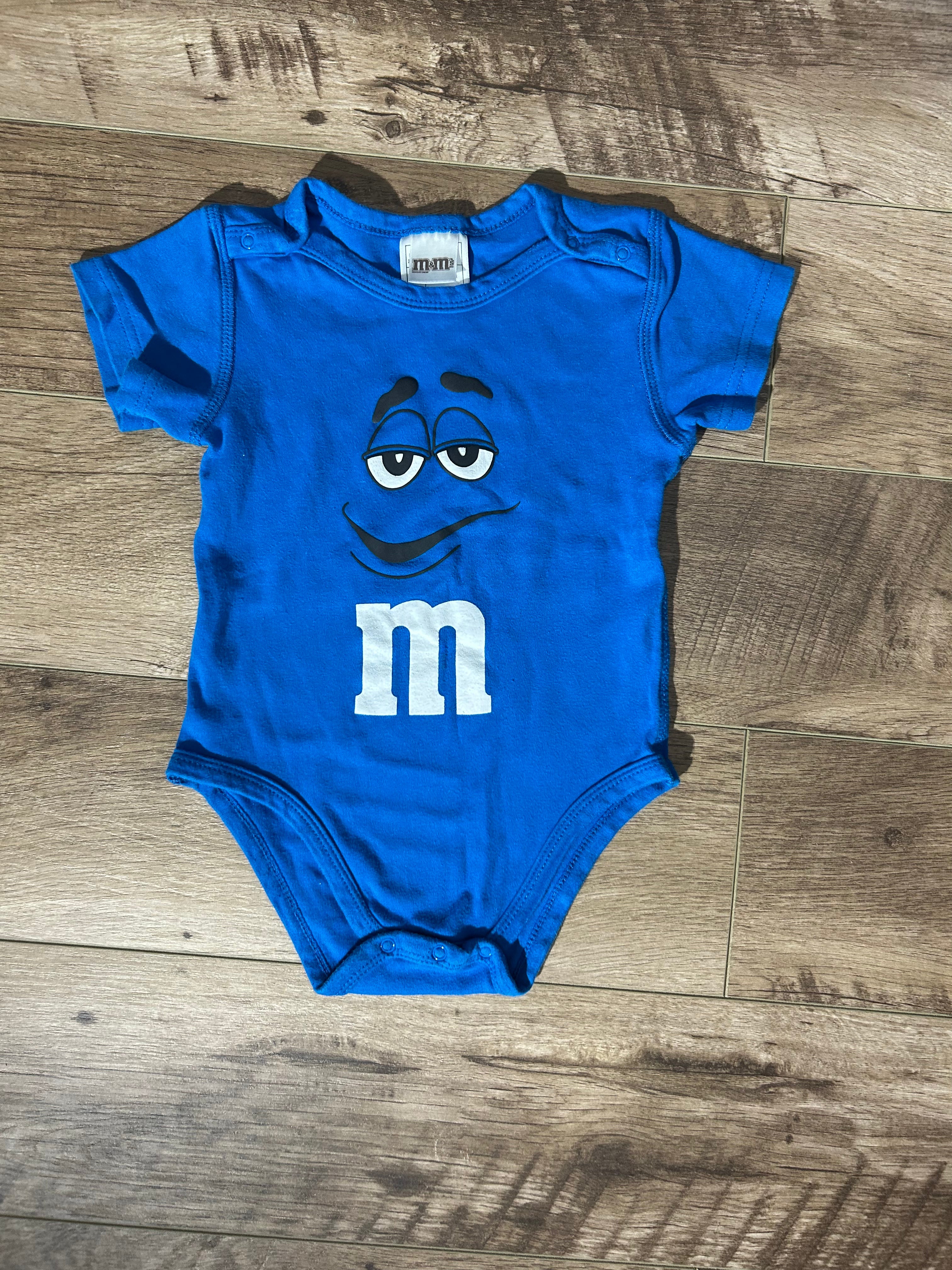 M&M Blue Short Sleeve Bodysuit- Size 24 Months