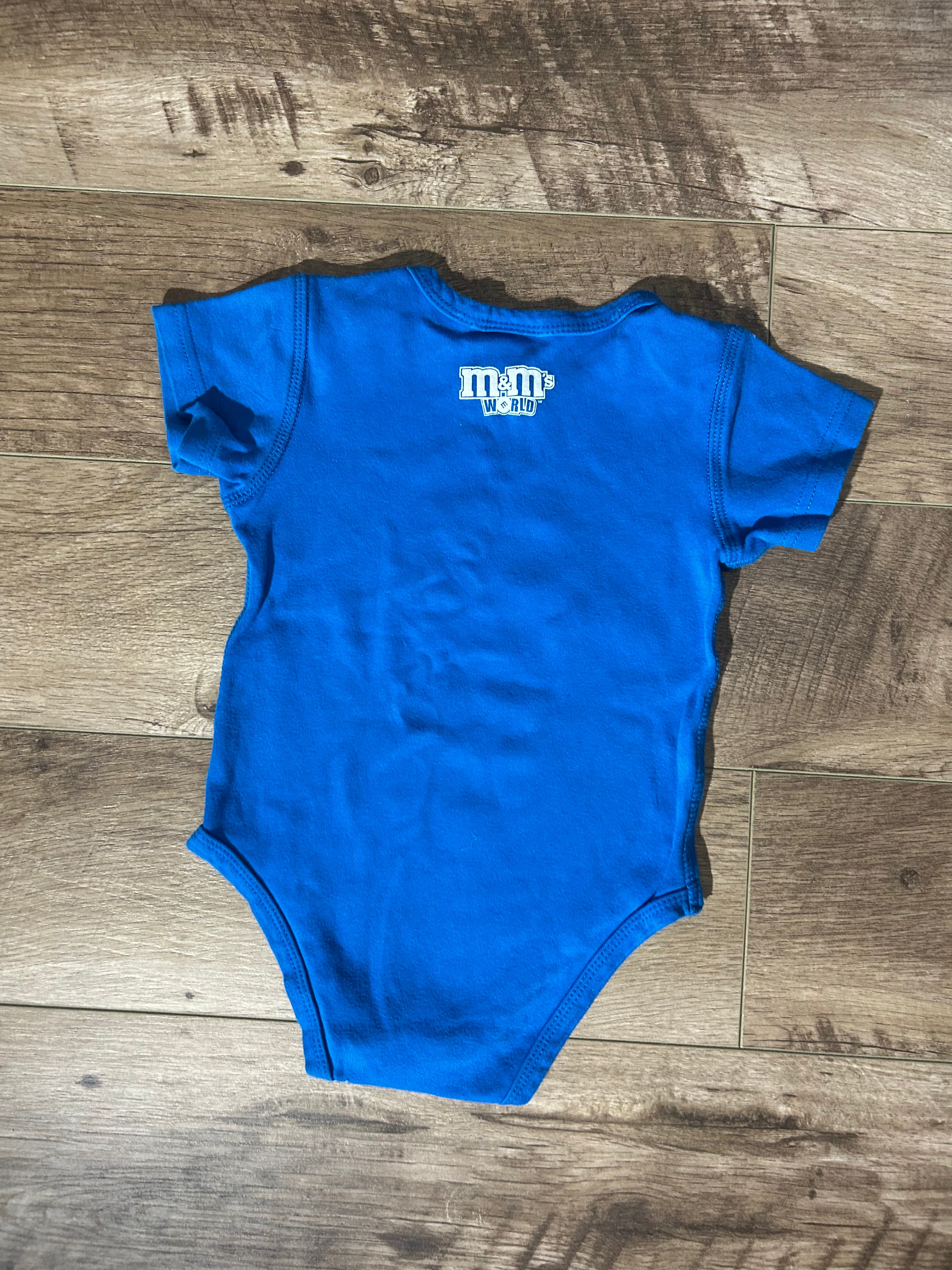 M&M Blue Short Sleeve Bodysuit- Size 24 Months
