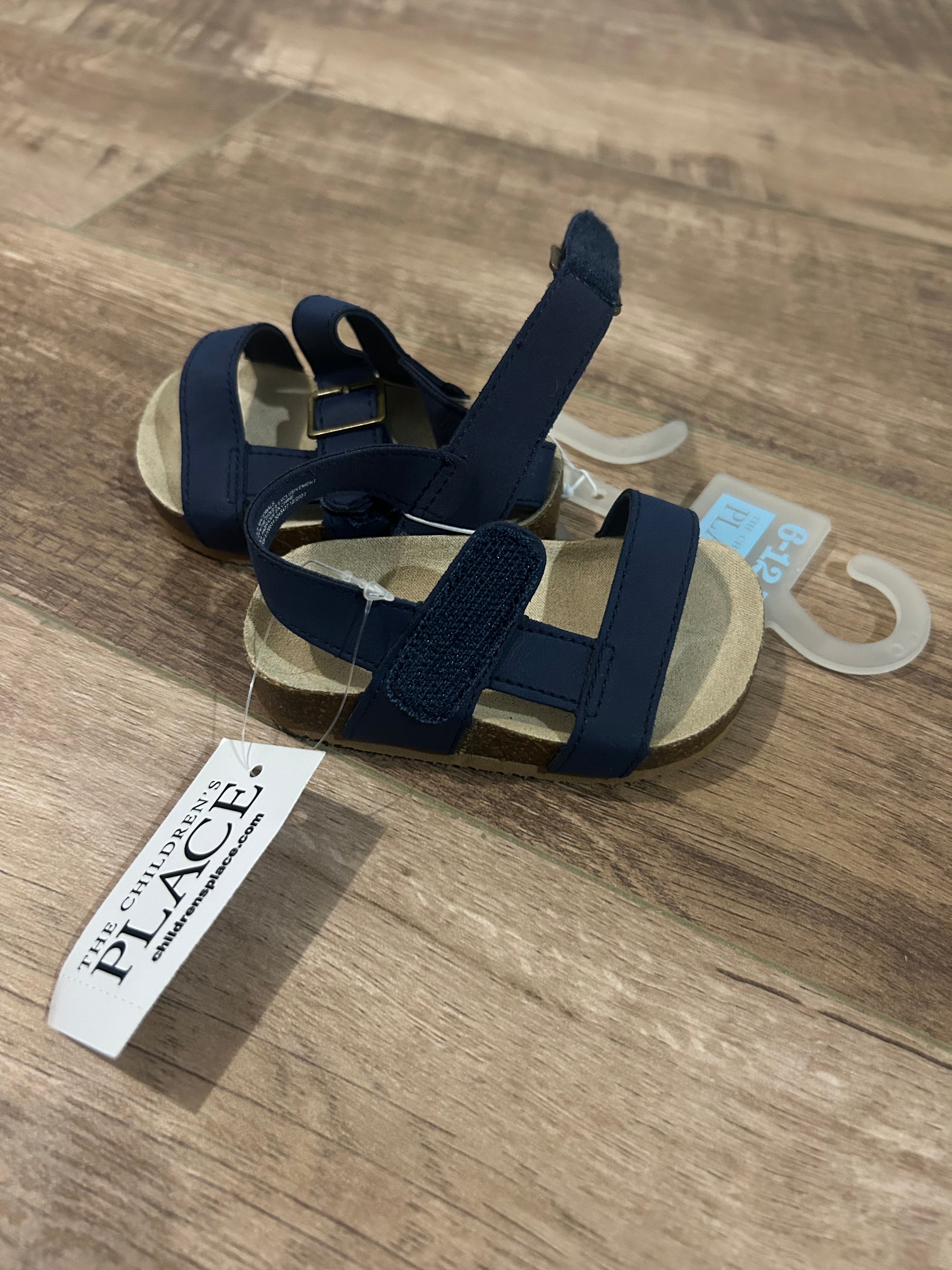 The Children's Place Navy Sandals With Velcro Strap- Size 6-12 Months