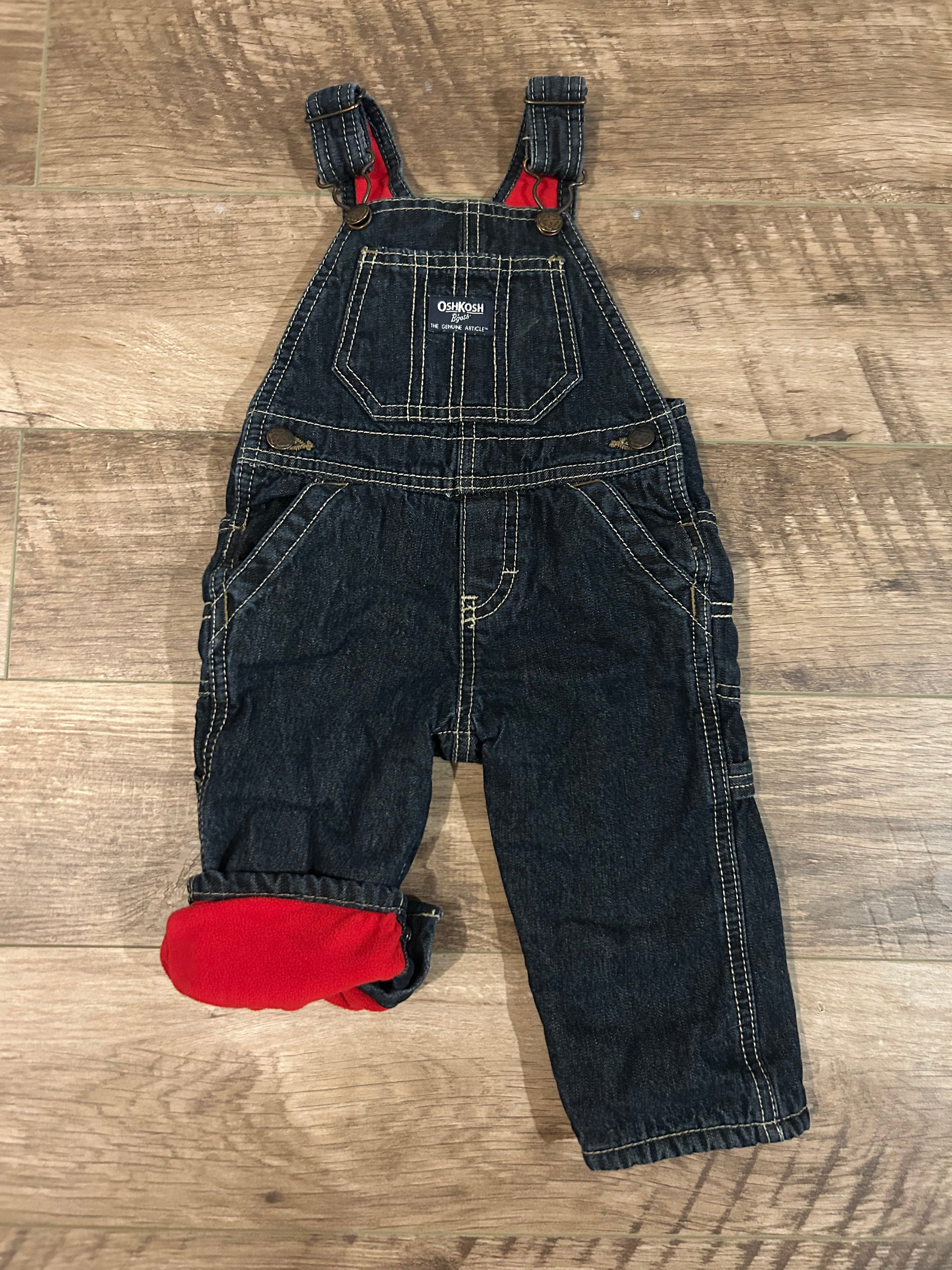 OshKosh B'gosh Fleece Lined Overalls- Size 9 Moths