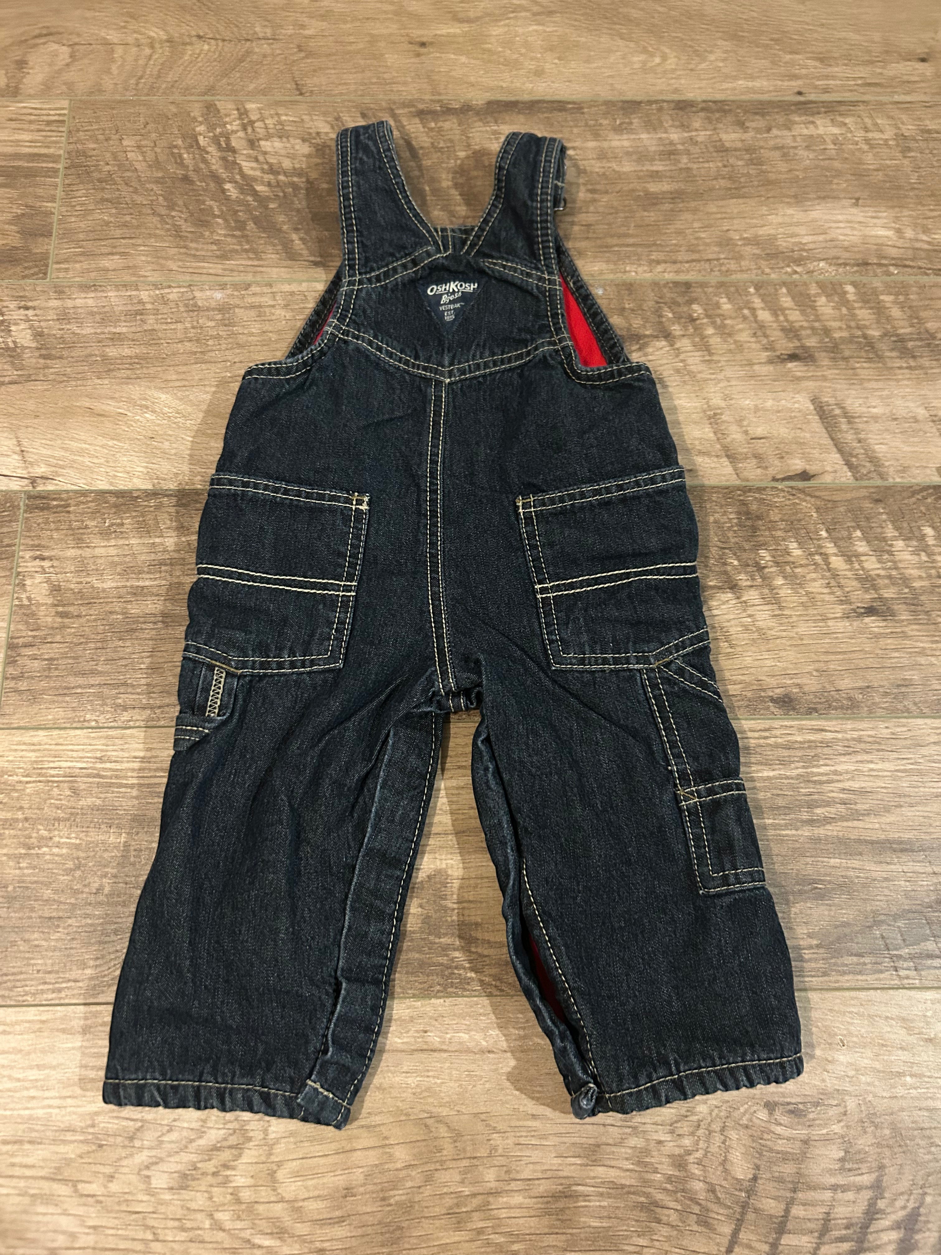 OshKosh B'gosh Fleece Lined Overalls- Size 9 Moths