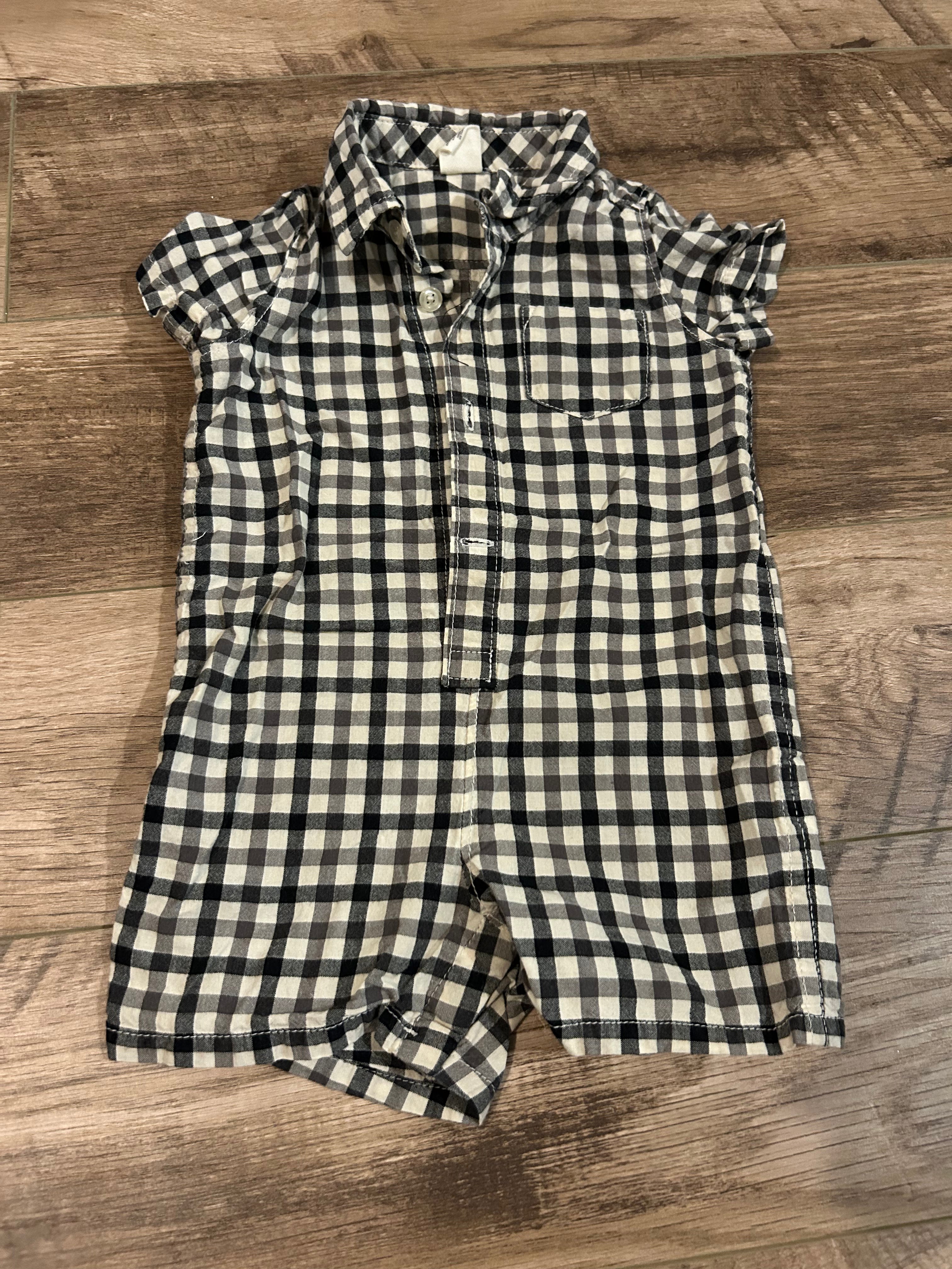 Gap Short Sleeve Plaid Romper- Size 6-12 Months