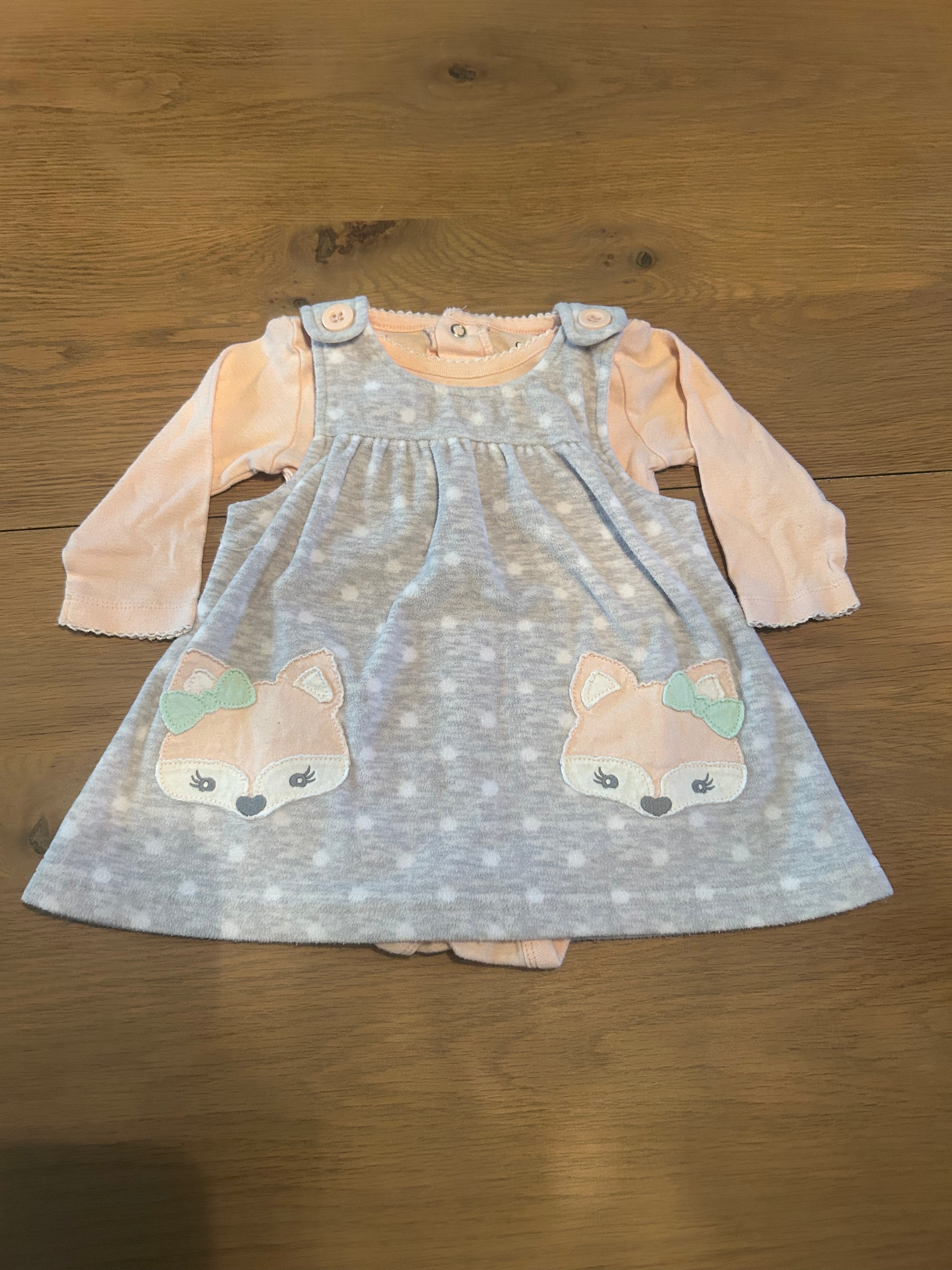 George 2 Piece Dress With Long Sleeve Bodysuit- Size 3-6 Months