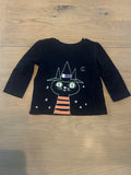 1989 Place- Long Sleeve Black Halloween Cat Long Sleeve Shirt- Size 6-8 Months