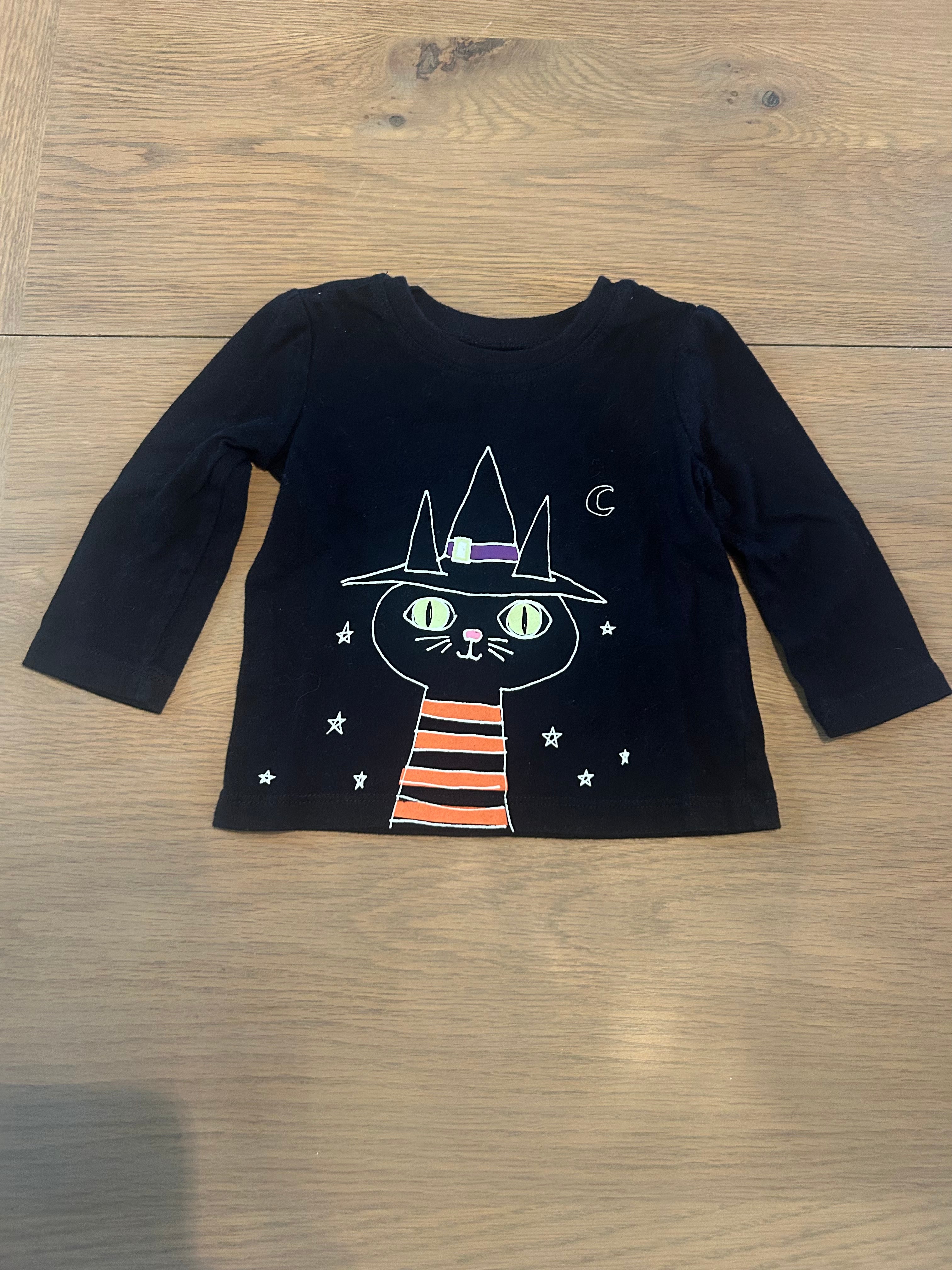 1989 Place- Long Sleeve Black Halloween Cat Long Sleeve Shirt- Size 6-8 Months