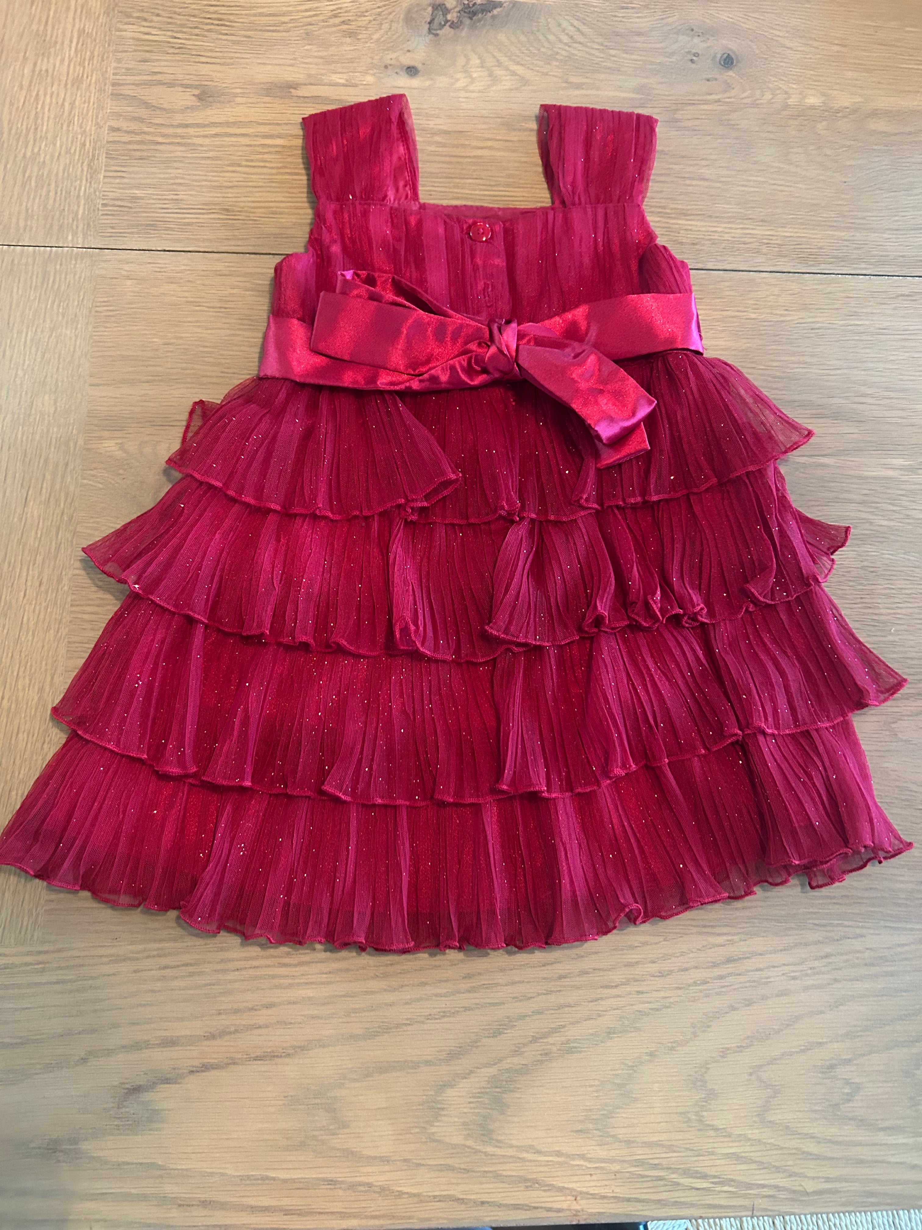 Jona Michelle 2 Piece Red Party Dress With Velvet Cardigan- Size 2T