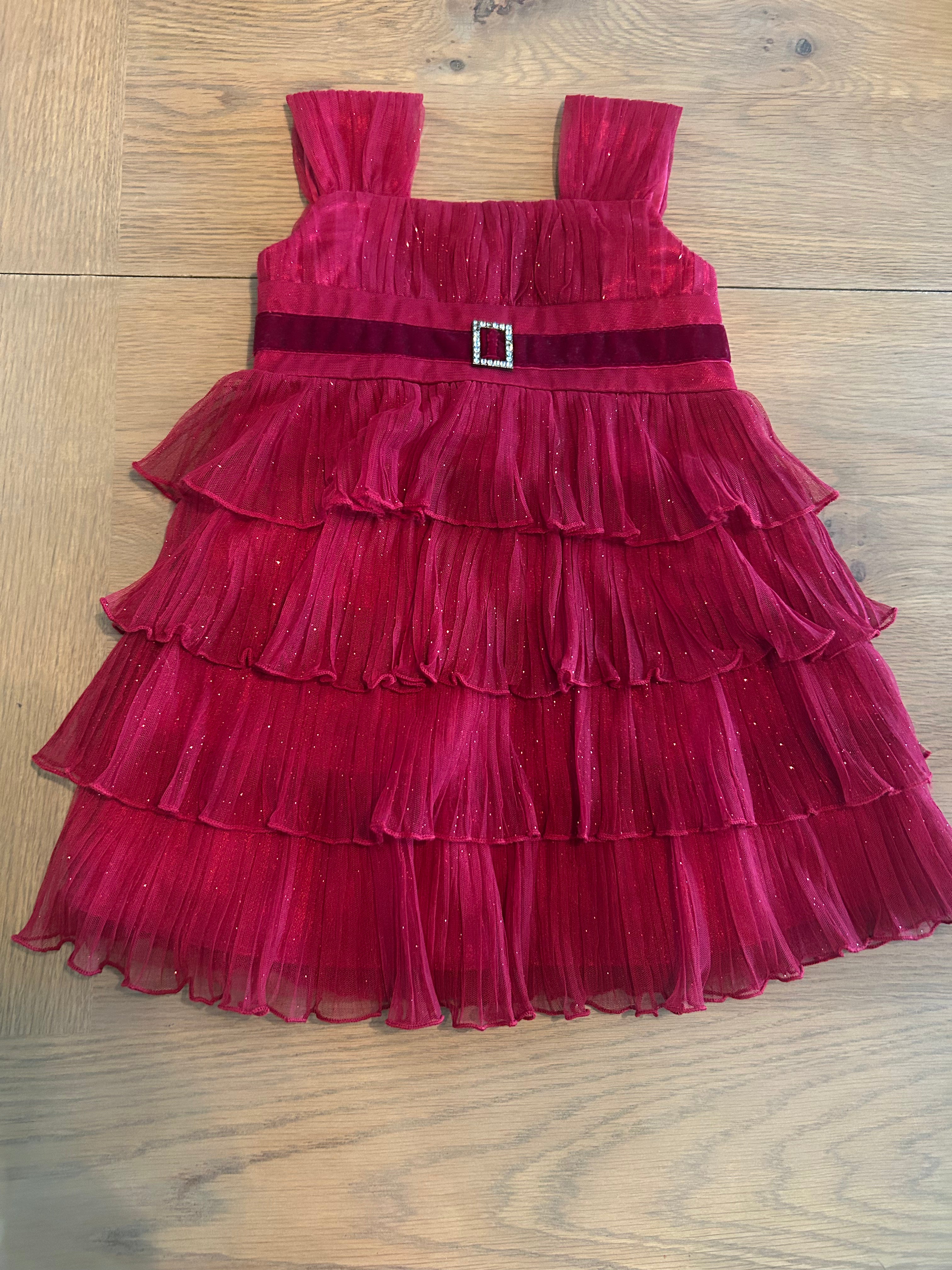 Jona Michelle 2 Piece Red Party Dress With Velvet Cardigan- Size 2T