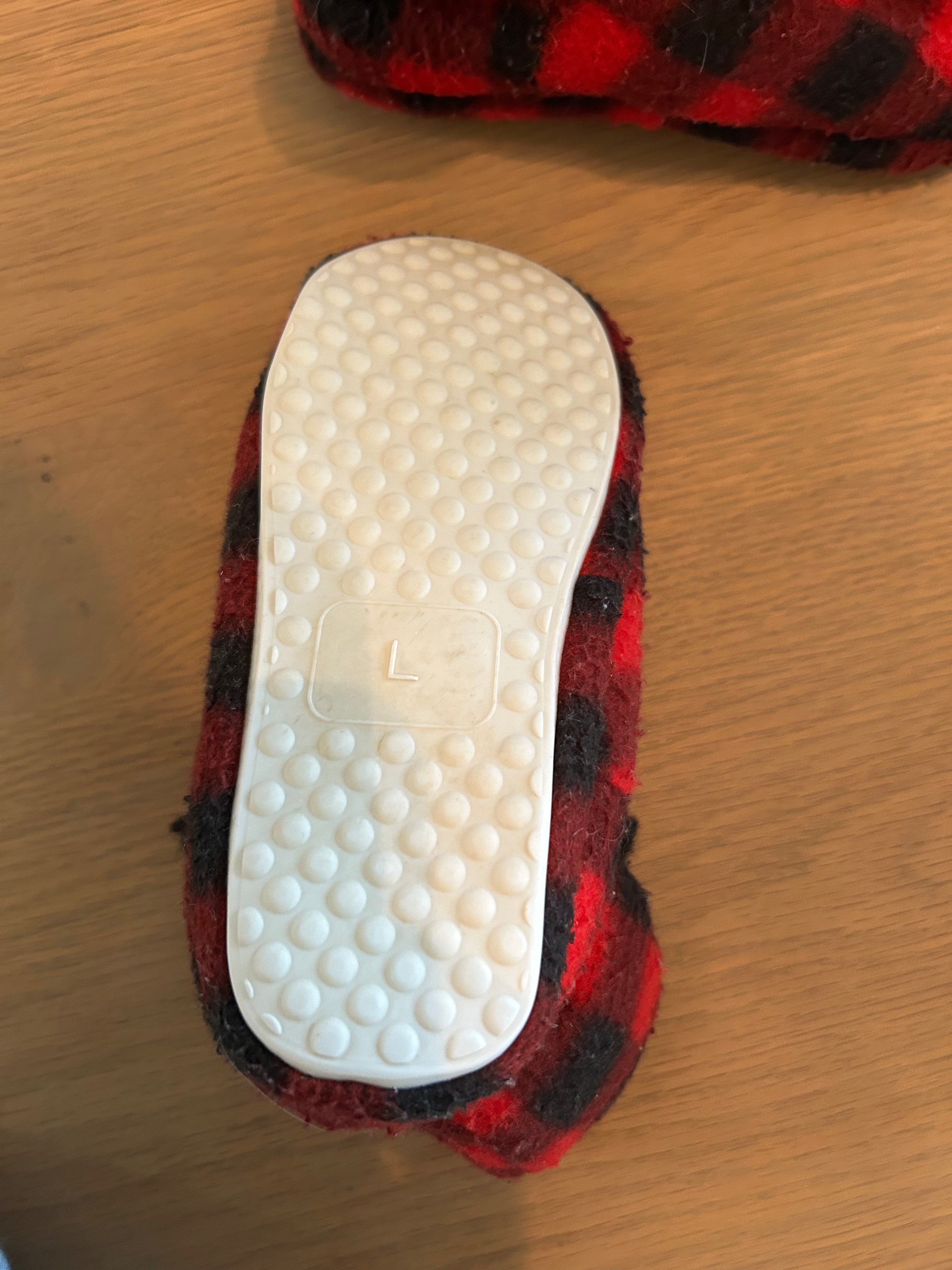 Hard Sole Plaid Slippers-Size L