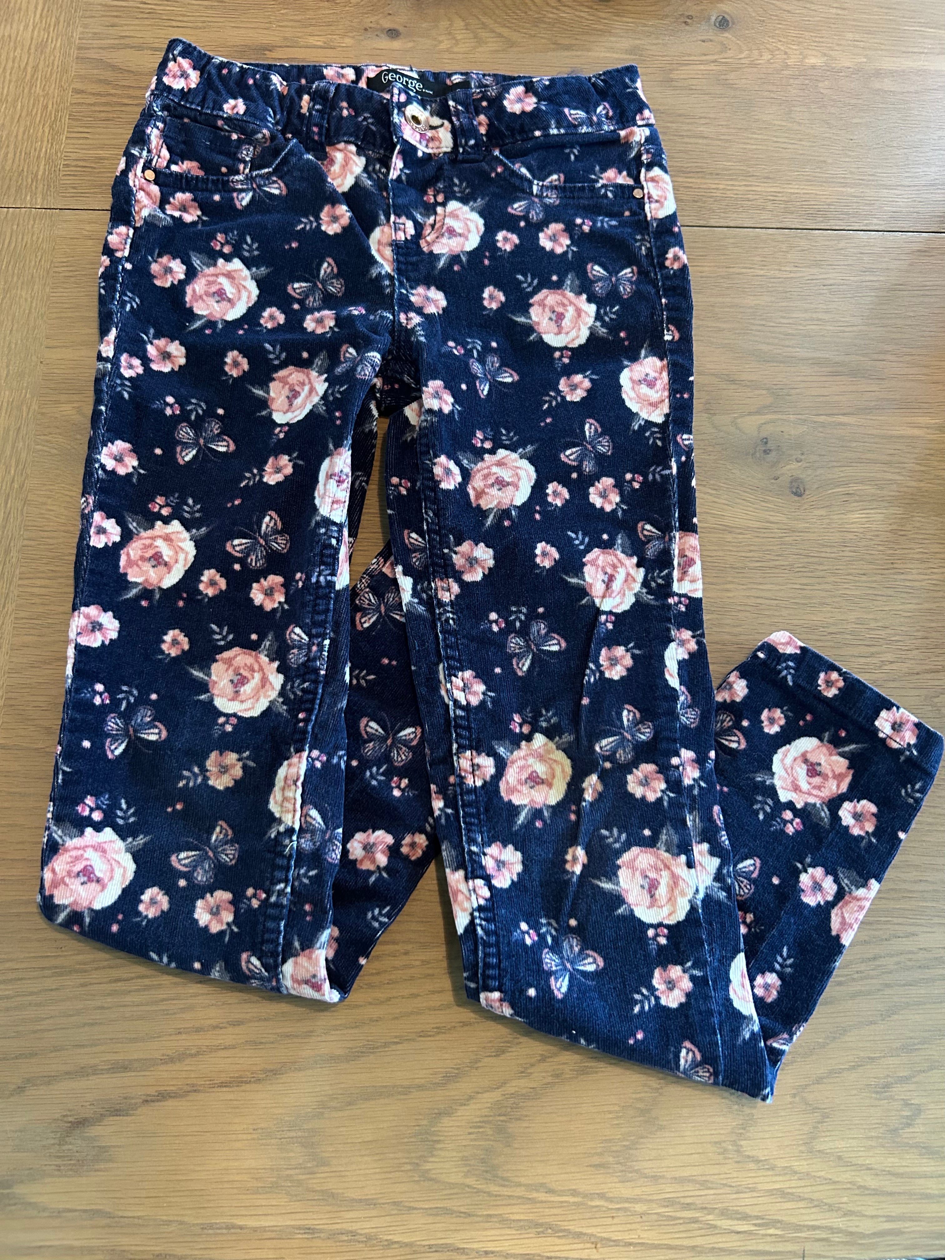 George Corduroy Flower Pants- Size 8