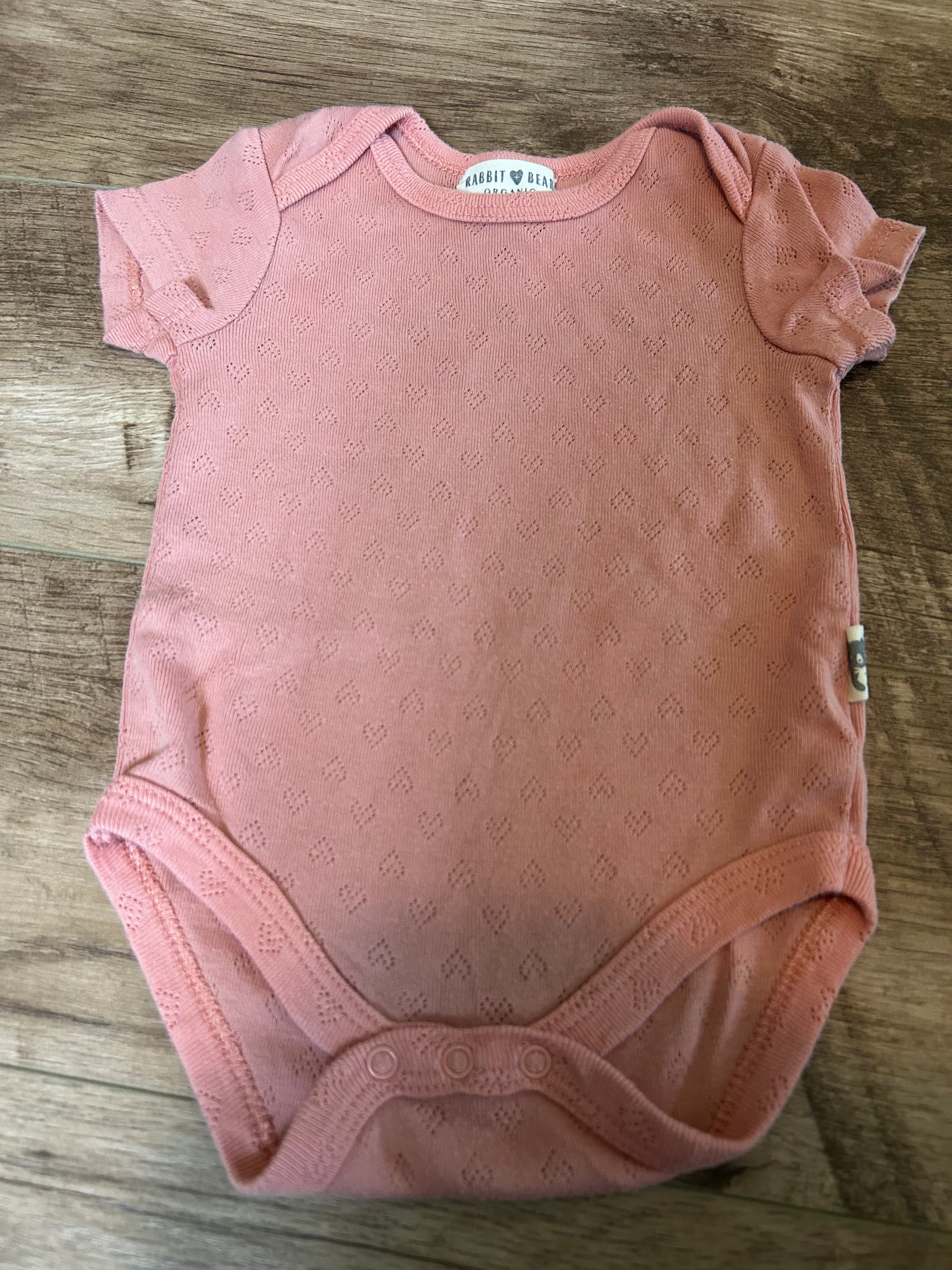 Rabbit & Bear Body Suit with Hearts- Size 3-6 Months