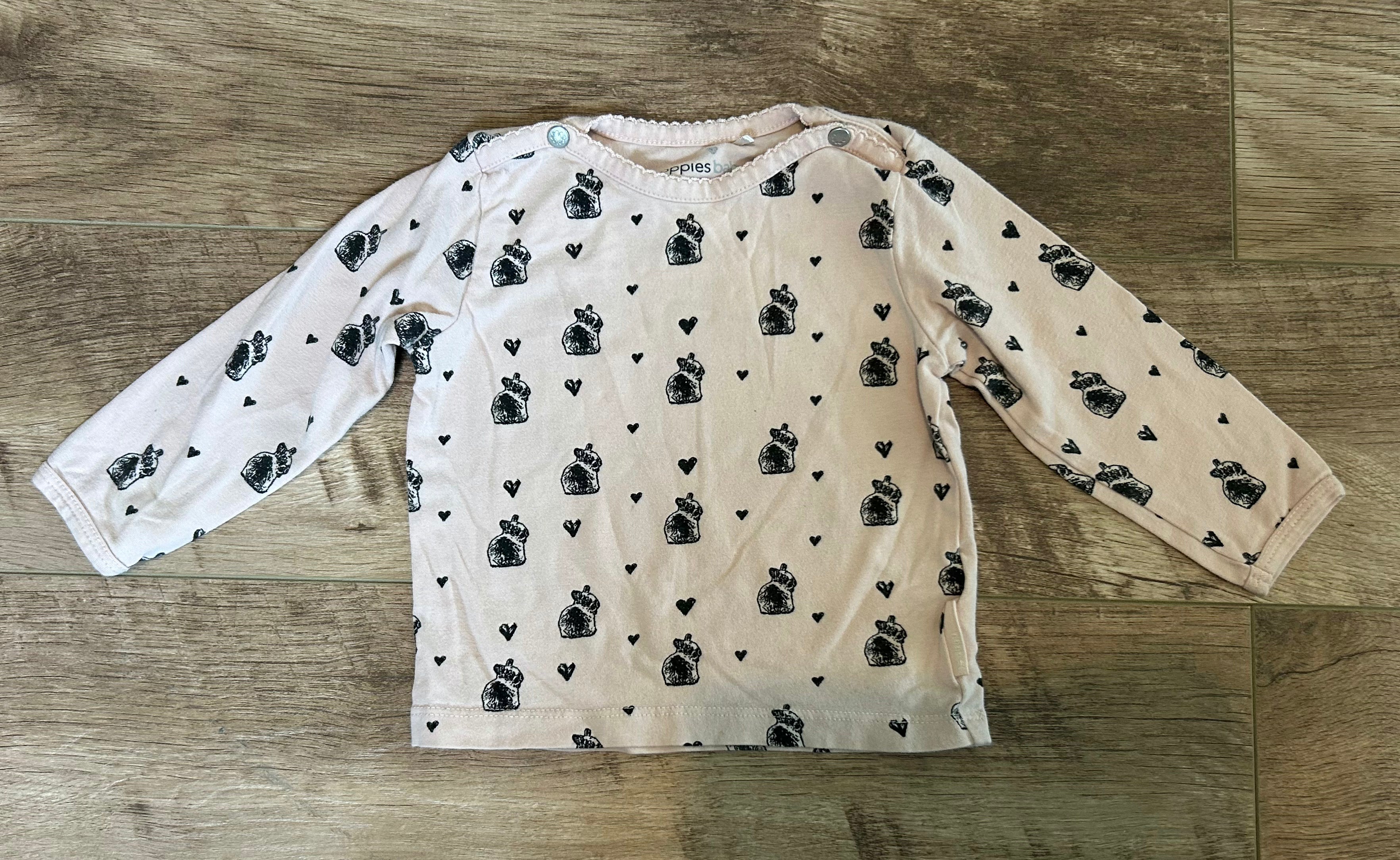 Noppies Baby  Long Sleeve Shirt With Rabbits and Hearts- Size 2-4 Months