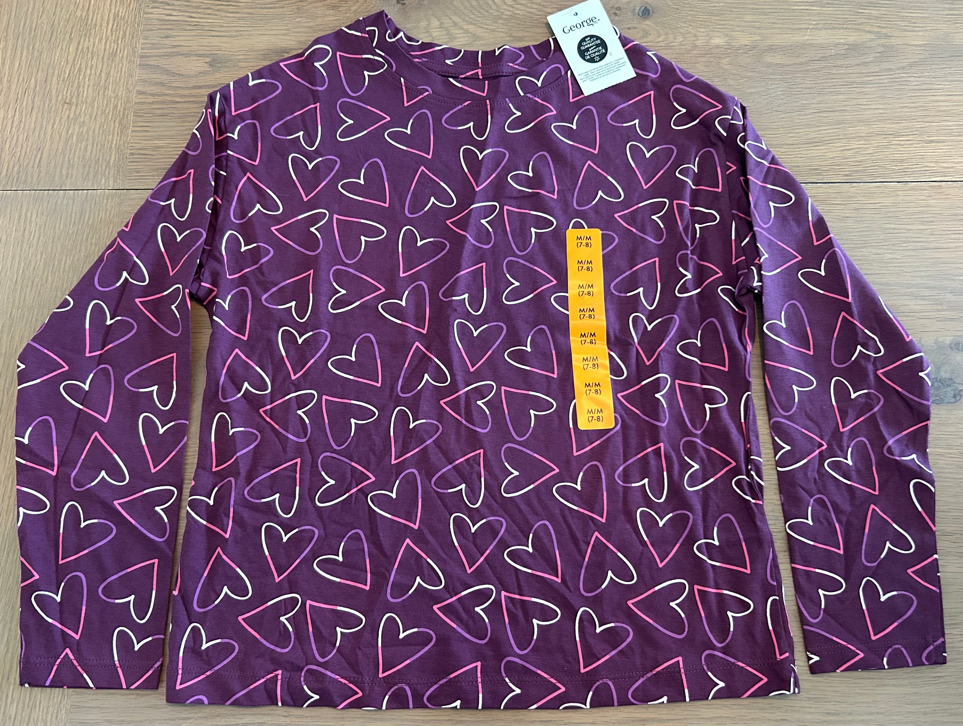 George Long Sleeve Shirt With Hearts- Size M 7-8