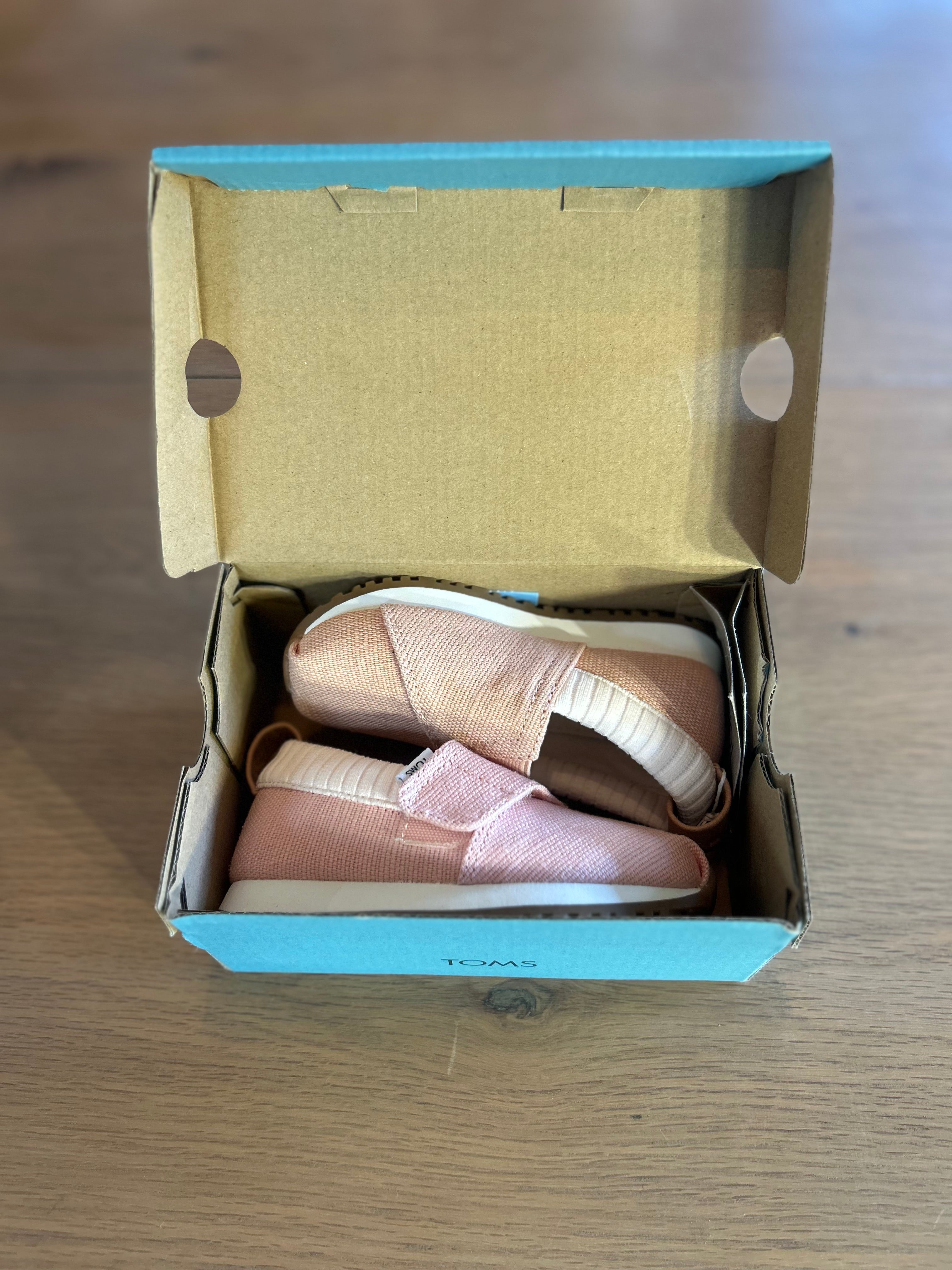 Tom's Tiny Alpargata Resident In Peach Blush Heritage Canvas- Size Tiny 7