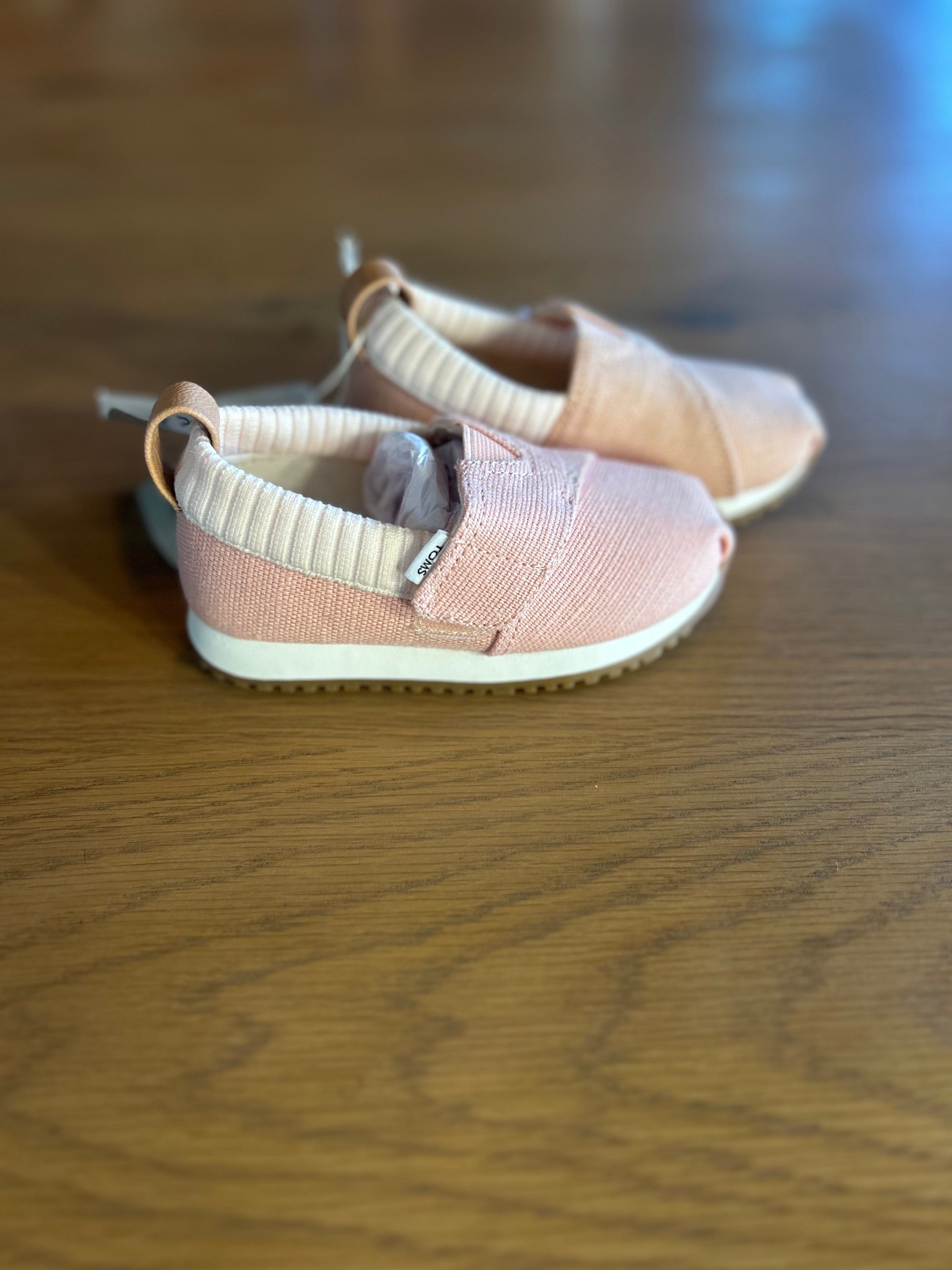 Tom's Tiny Alpargata Resident In Peach Blush Heritage Canvas- Size Tiny 7