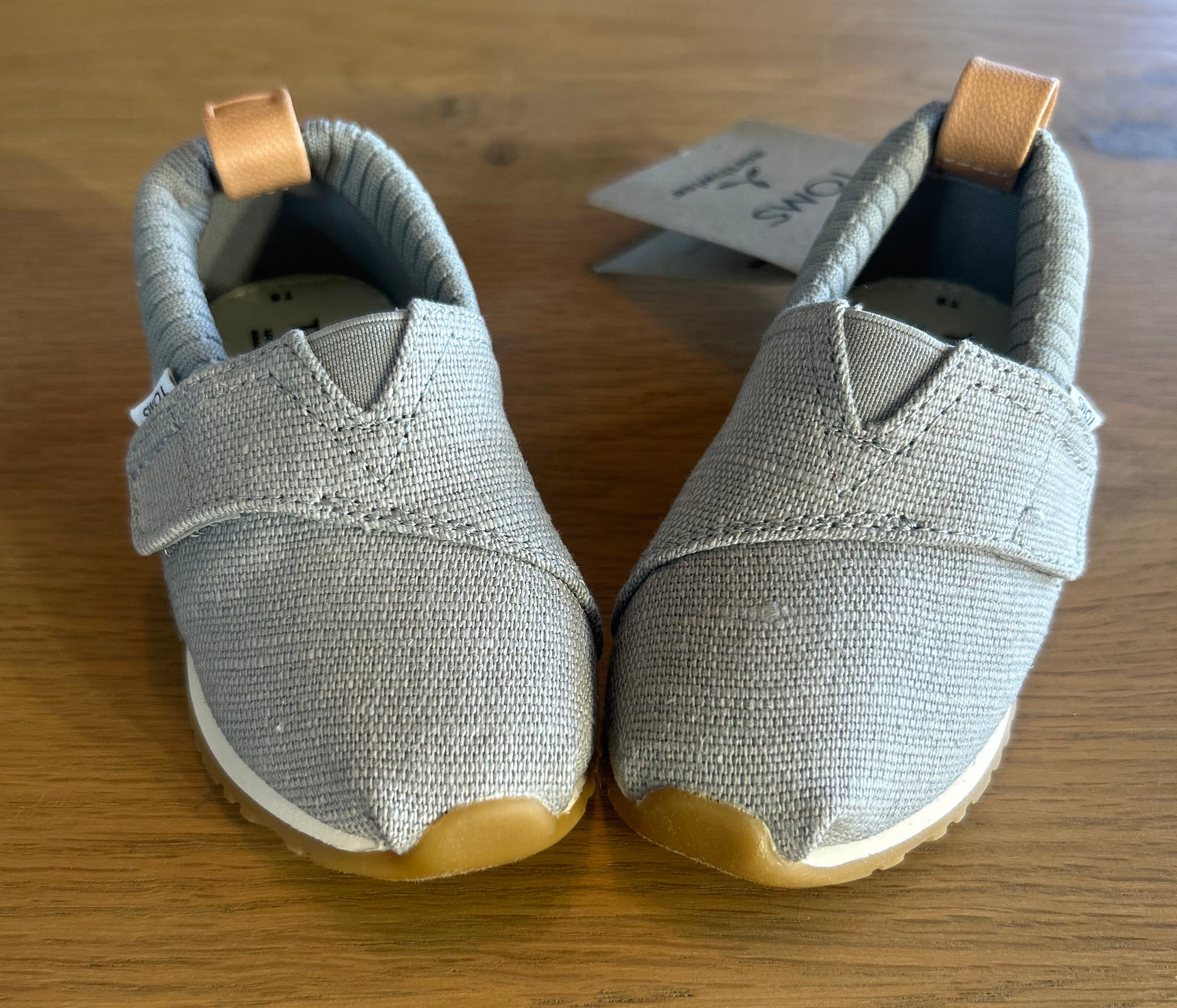 Tom's Tiny Alpargata Resident in Colour Drizzle Grey Heritage Canvas- Size T5