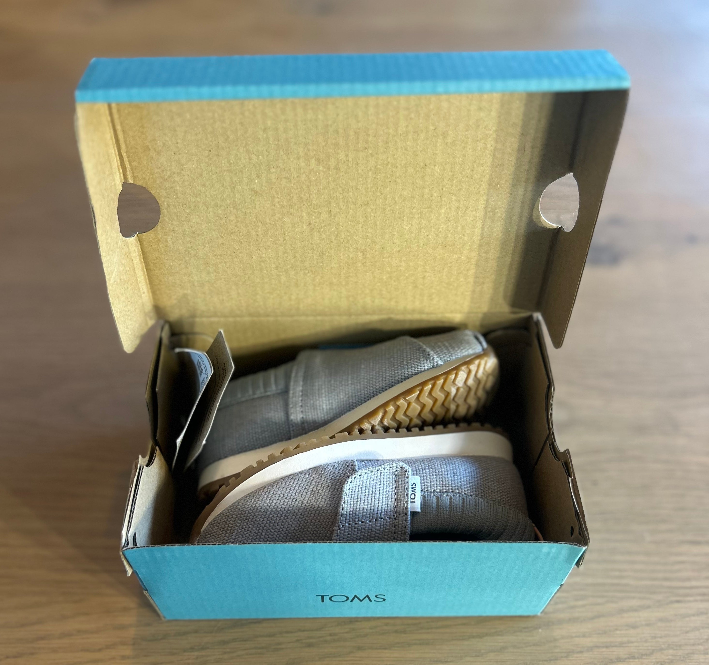 Tom's Tiny Alpargata Resident in Colour Drizzle Grey Heritage Canvas- Size T5