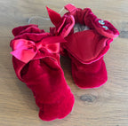 Robeez Snap Booties in Colour Holiday Bow Red- Size 6-12 Months
