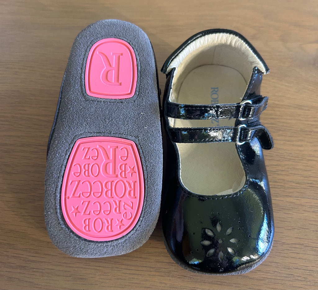 Robeez First Kicks Audrey Black 100% Leather Upper- Size 18-24 Months