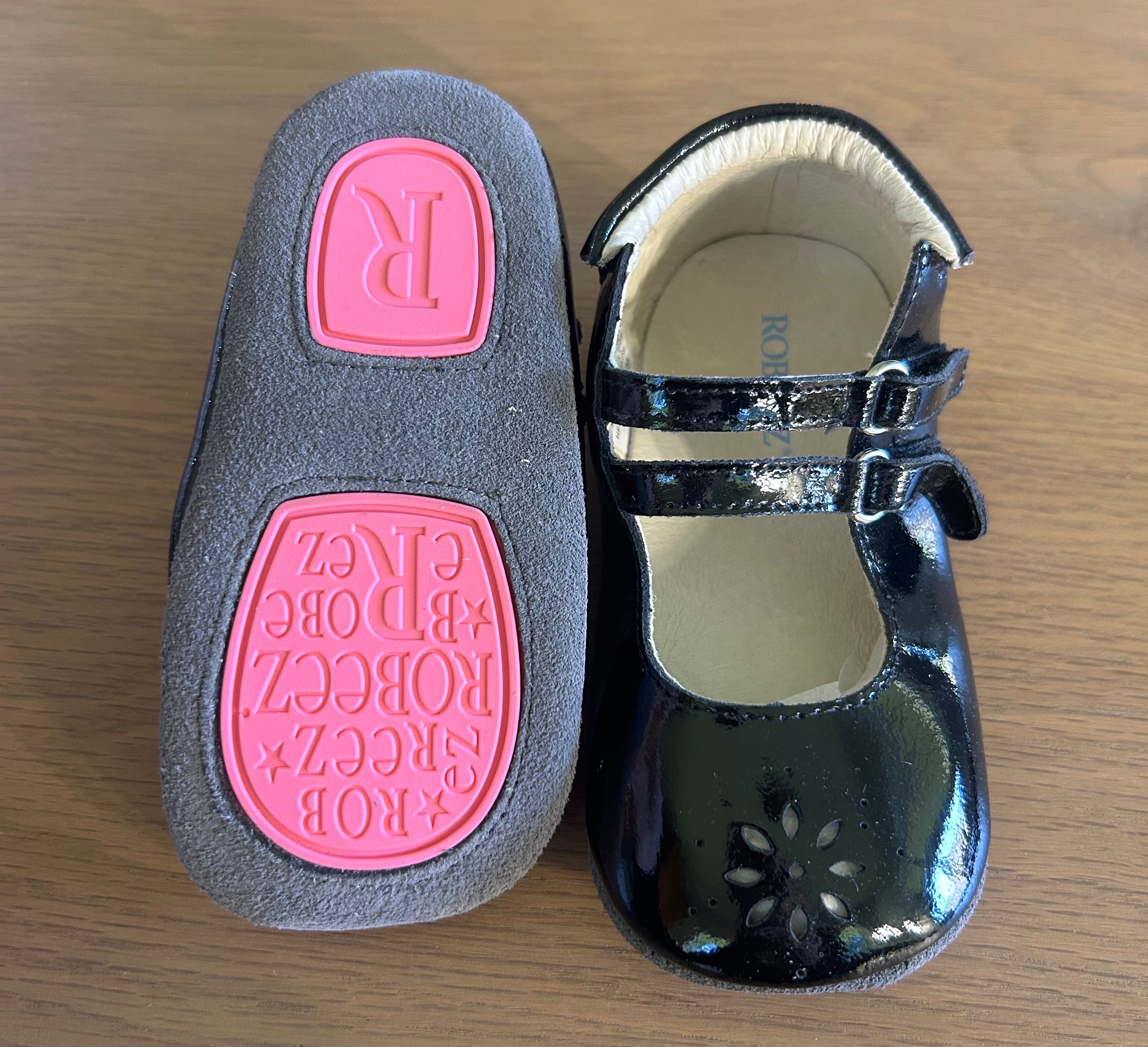 Robeez First Kicks Audrey Black 100% Leather Upper- Size 18-24 Months