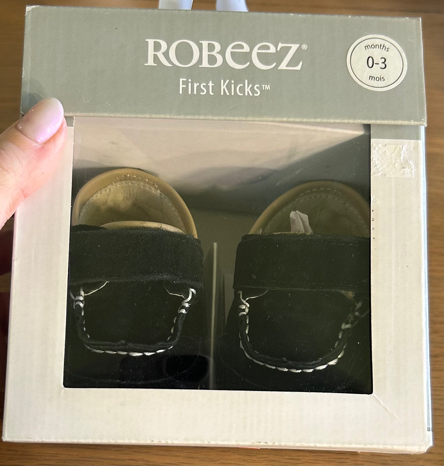 Robeez First Kicks in Bolden Black Suede- Size 0-3 months