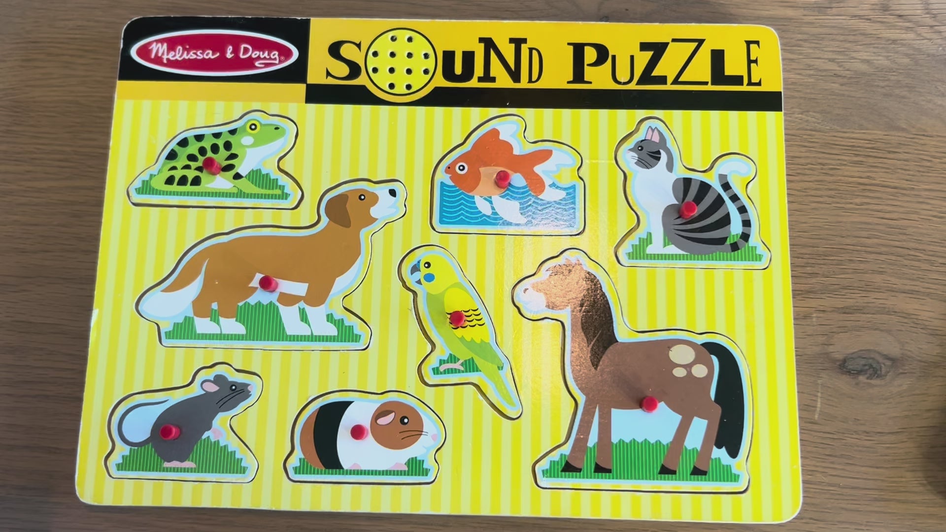Melissa & Doug Pets Sound Puzzle - Wooden Peg Puzzle with Light-Activated Sound Effects